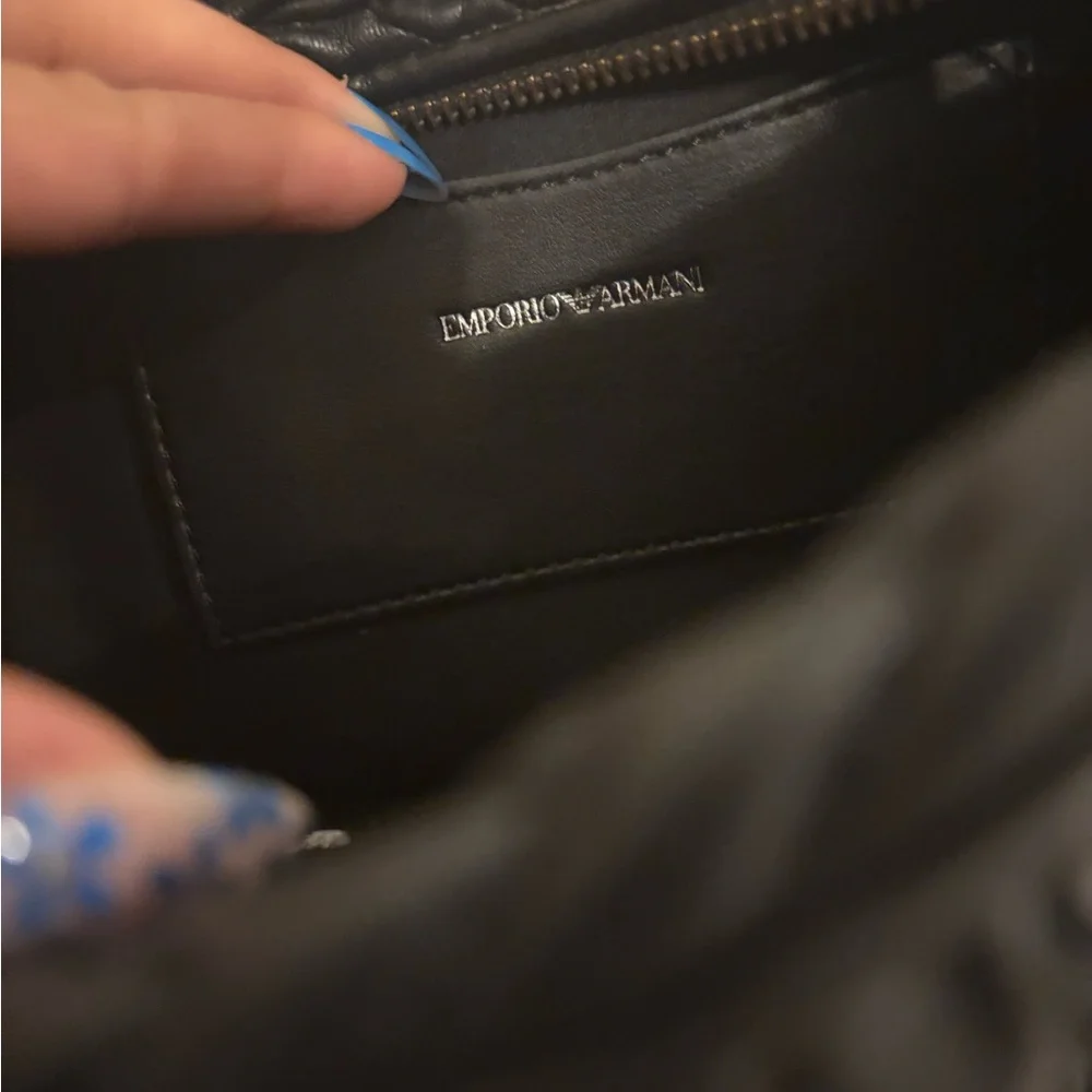 Emporio Armani Black Quilted Crossbody Bag with Silver Hardware - Picture 6 of 9
